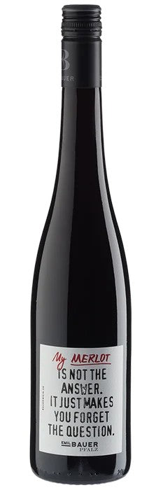 MyMerlotisnottheansweritjustmakesyouforgetthequestion.trocken2023vonEmilBauer|weinfreunde.de
