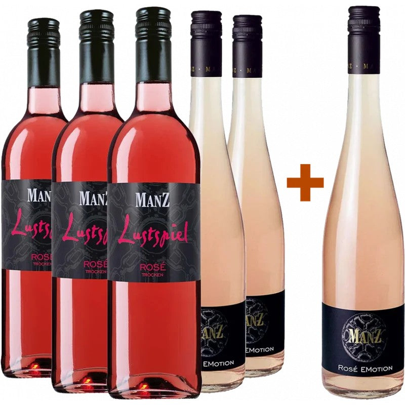 WeingutManz5+1Paket“Lustspiel”&“EMotion”Rosétrocken