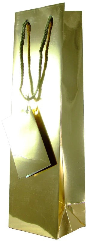 1erTragetascheMetallicGoldHochglanz/Geschenkverpackung/Präsentverpackung–GärtnerWein