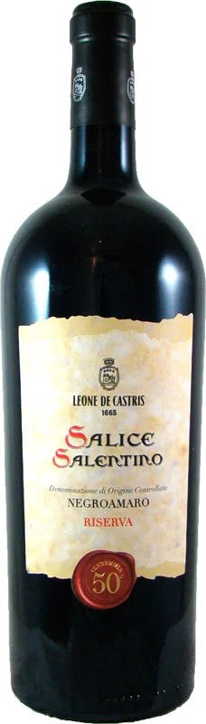 2020SaliceSalentinoRossoRiservaDOC15lApulienLeonedeCastrisRotweinRossoItalienLaGrandeTradizioneMagnuminderHolzkiste
