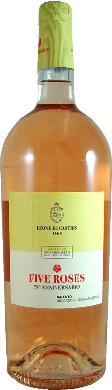 2022FiveRosesAnniversarioRosatodelSalentoIGT150lMAGNUMDerErsteRoseItaliensRoseweinRoseApulienLeonedeCastrisNegroamaroMalvasiaNera