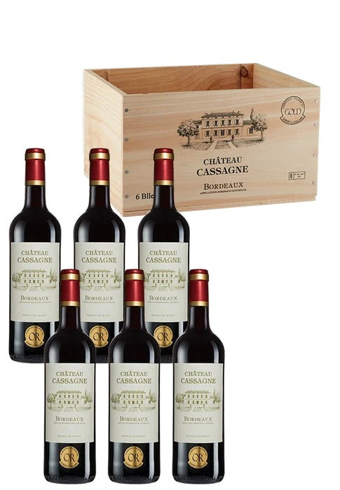 6er-HolzkisteBordeauxAOP2022vonChâteauCassagne|weinfreunde.de