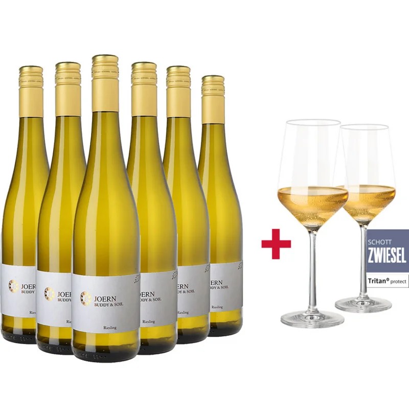 Buddy&SoilRieslingtrocken+2erSetSchottZwieselPureWeißweingläser